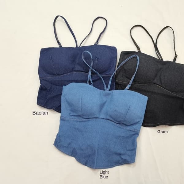 Ensfarget BH med brystputer og stropp, KONGEBLÅ Royal Blue
