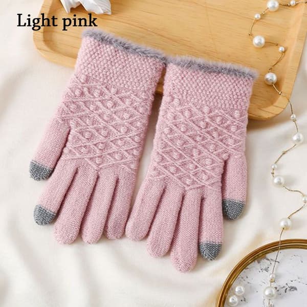 Stickade Vantar Pekskärmshandskar LJUSROSA light pink