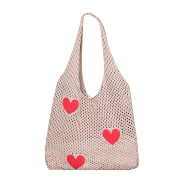 Strikkede håndvesker Heklet Tote Bag APRIKOS Apricot