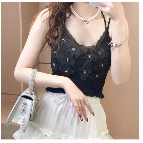 Dame Camisole Kort Vest SORT Black