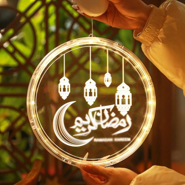 Eid Mubarak Moon Star Light Dekor LED sugkoppsljus D