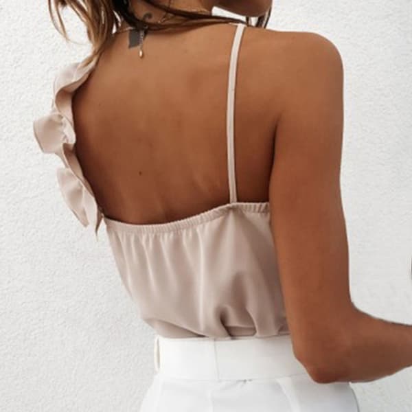 Dame Camisole Flæsebluser SORT M M Black M-M