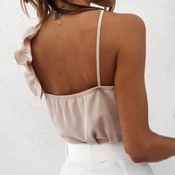 Dame Camisole Ruffle Bluser SVART L L Black L-L