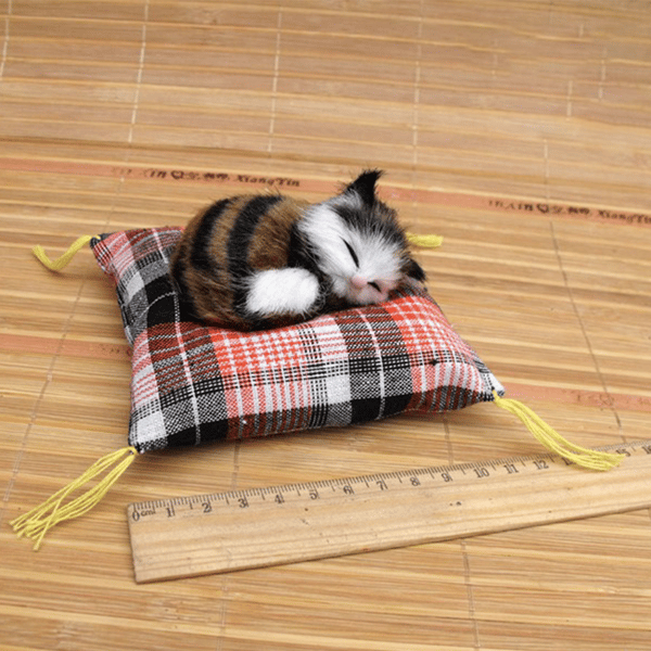 Simulering Liggende Katter Dukke Mini Sovende Katter Ornamenter GRÅ Grey