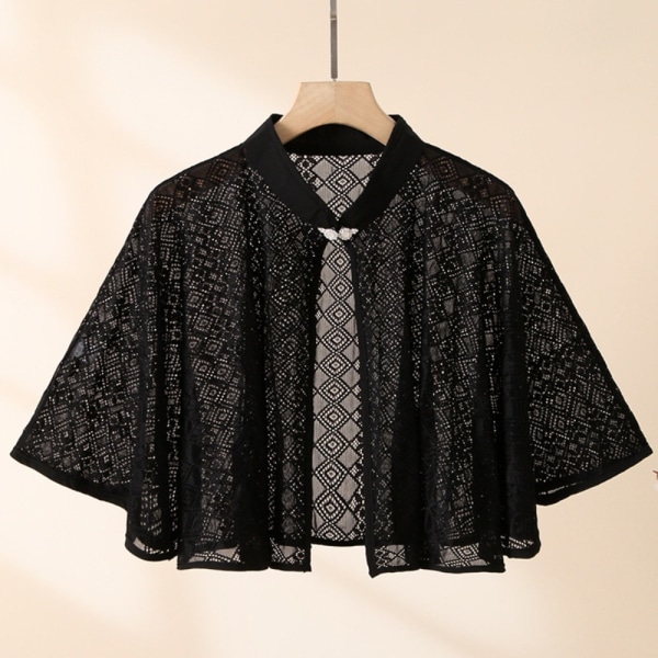 Rose Jacquard polyesterihuivit aurinkosuojahuivi MUSTA Black