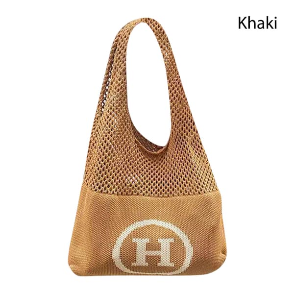 Stickade Handväskor Virkad Tygväska KHAKI Khaki