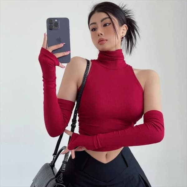 Rullekrave Selercroptop SORT L black L