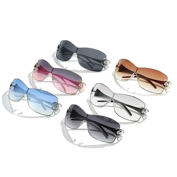 Y2K Solbriller Wrap Around GULL/BRUN GULL/BRUN Gold/Brown