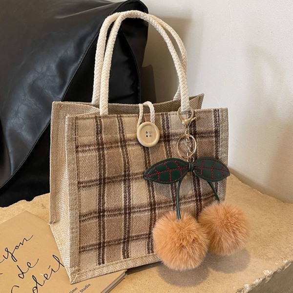 Damehåndveske Tote Bag KHAKI KNAPP KNAPP khaki button-button