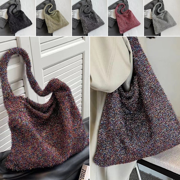 Hæklet Mulepose Skuldertaske MULTIFARVET Multicolor