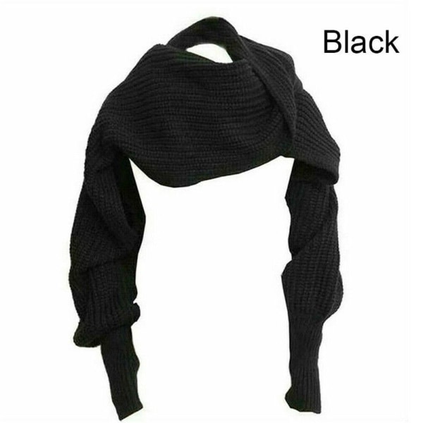 Stickade Scarf Sweater Toppar SVART Black