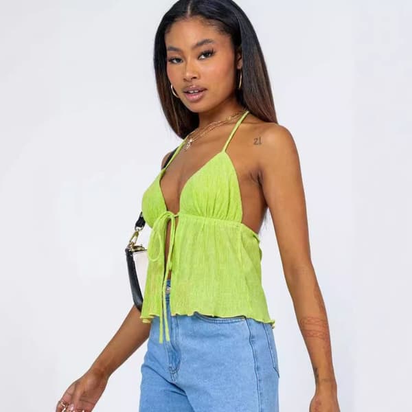 Dam Crop Tops Spetslinne Väst VIT M White M