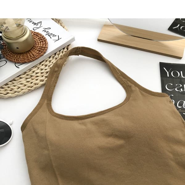 Halter-tanktop Ærmeløs Top Strop KAKI khaki