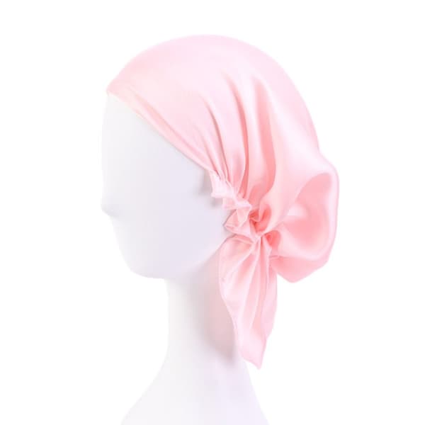 Satin Nattehette Sløyfe Sovehatt HVIT white