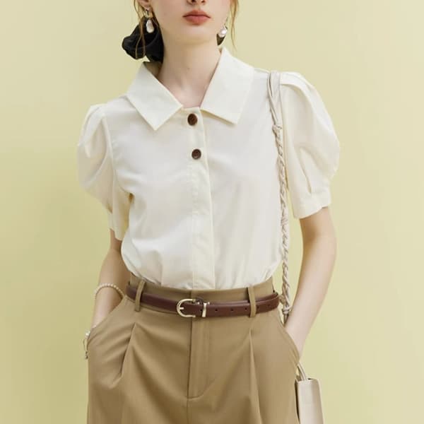 Blus med puffärmar för dam, S S
