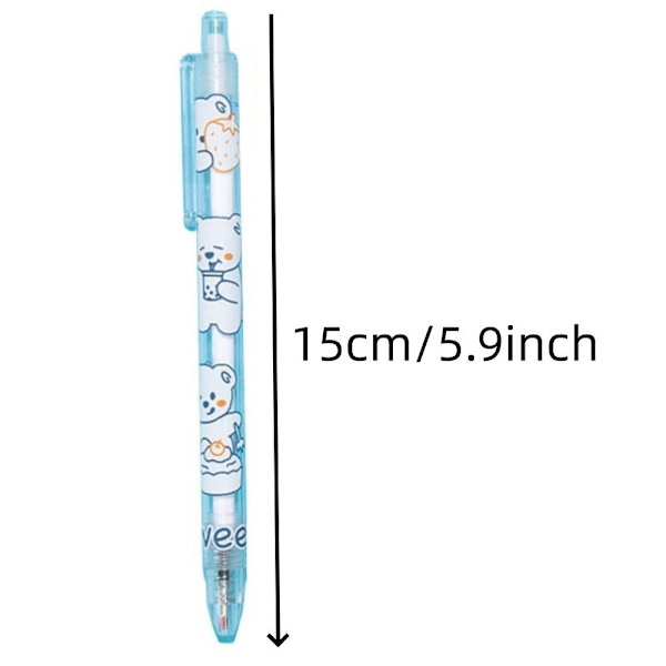 6 STK Bear Pattern Nøytral Pennesett Kawaii Pen Press Water Pen Set