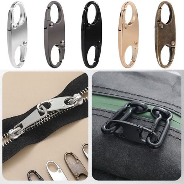 Glidelåslås Clip Snap Hook SVART Black
