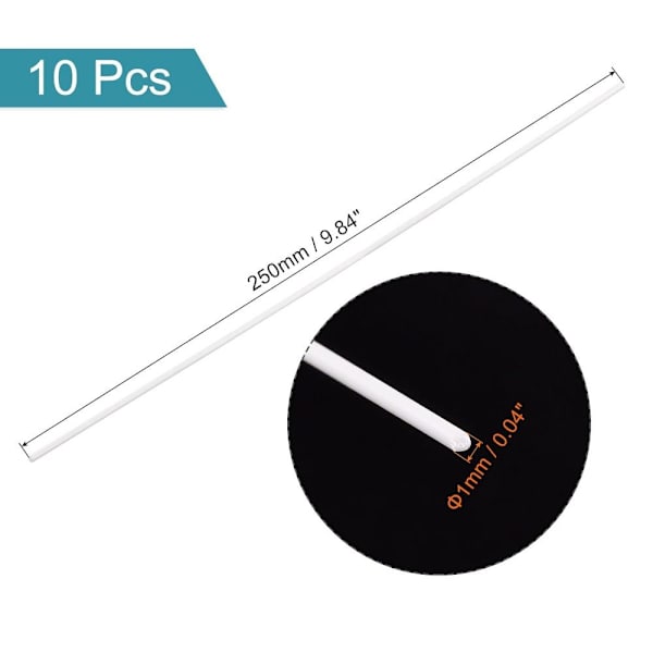 10 Stk ABS Plaststang Solid Hvid Bar 1MM 1MM 1mm