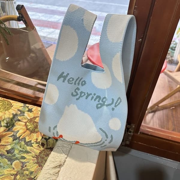 Söt Gåsbak Handväska Stickad Handväska BLÅ blue