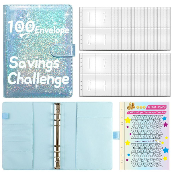 100 Days Savings Challenge Spara utmaning Binder BLÅ Blue