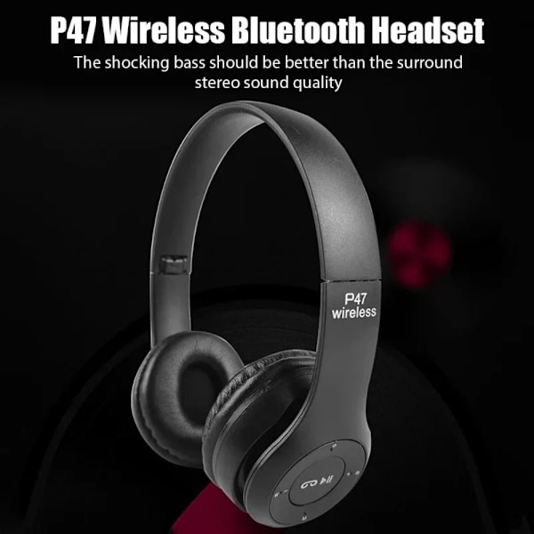 Bluetooth hovedtelefoner, foldbare headsets, SORT black