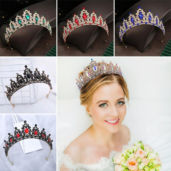 Rhinestone Hårbøjle Hårkrone BLÅ BLÅ Blue