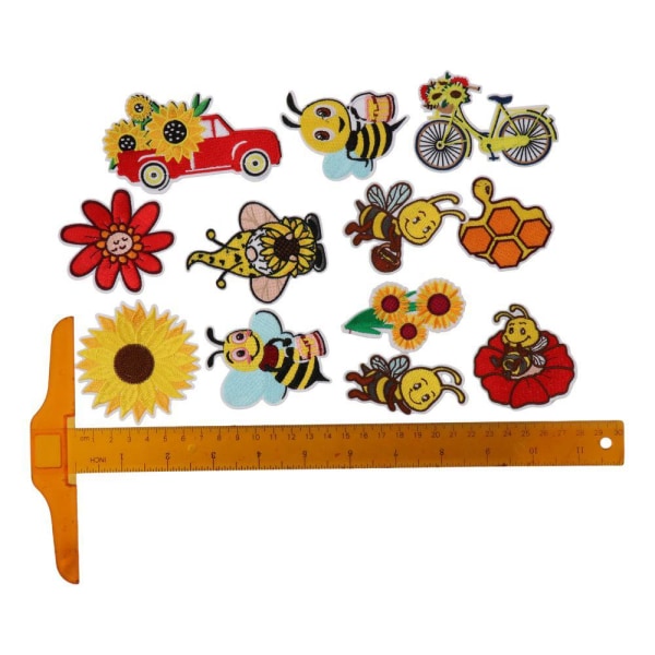 Broderede strygelapper Solsikke Daisy Patch Sy på