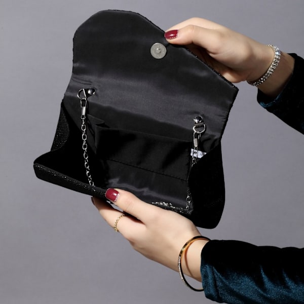 Sequin Clutch Bag Glitter Chain Iltalaukku HOPEAA silver