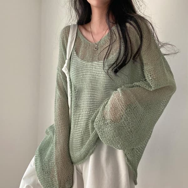Uthult Strikketopp GRØNN Green