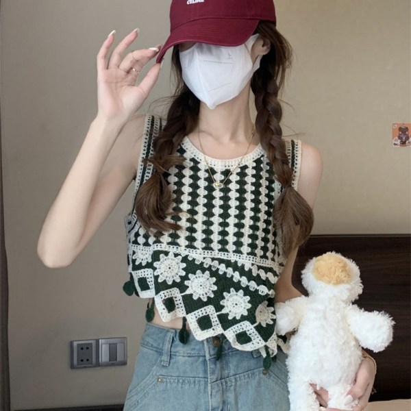 Retro Weaving Sling Tank Top CAMEL Camel