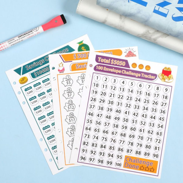 100 Days Savings Challenge Saving Challenge Binder GUL Yellow