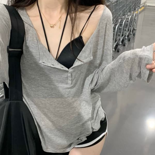 Tanktop Croptop GRÅ M Grey M