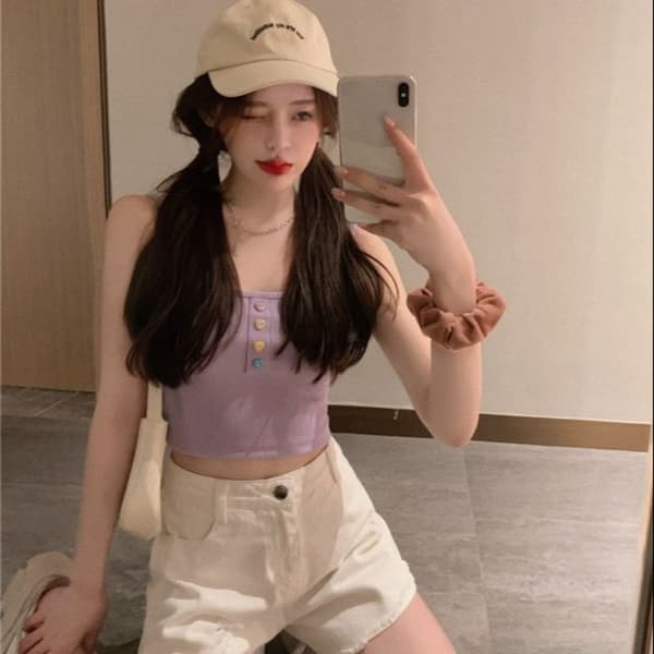 Seksikäs Sling Crop Top SININEN Blue