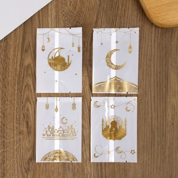 100 st Eid Mubarak Presentpåsar Mini Nougatpåse 7X10CM 7x10cm
