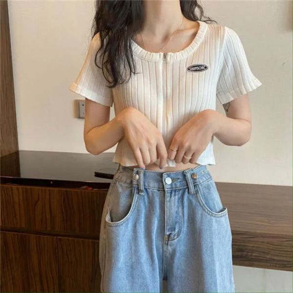 Strikket genser Crop Top GRÅ grey