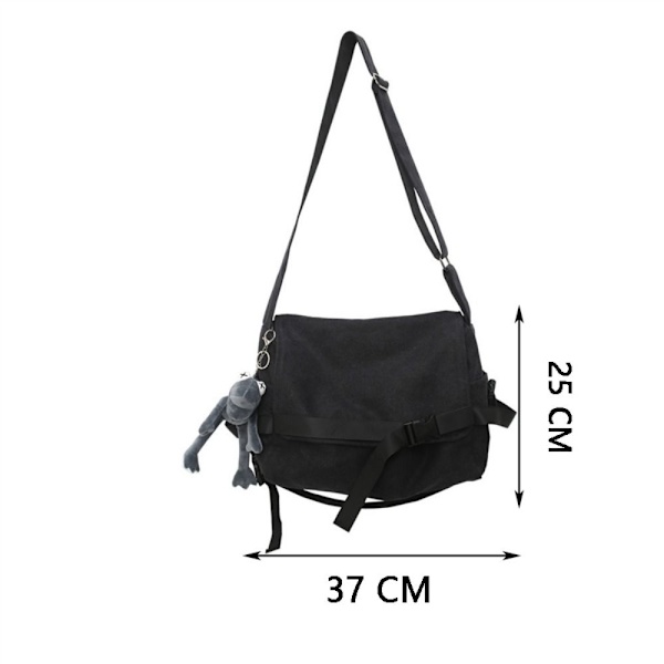 Nylon Crossbody Bag Messenger Laukut MUSTA, RIIPPUUS black with pendant-with pendant