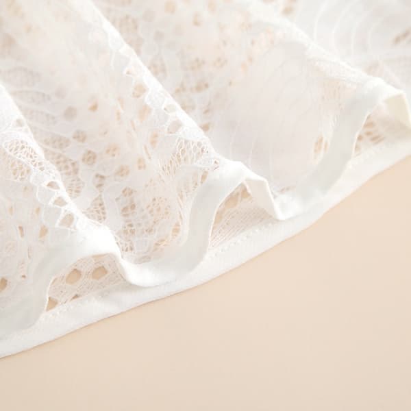 Rosmönstrad Jacquardvävd Polyestersjal med Solskydd, VIT White
