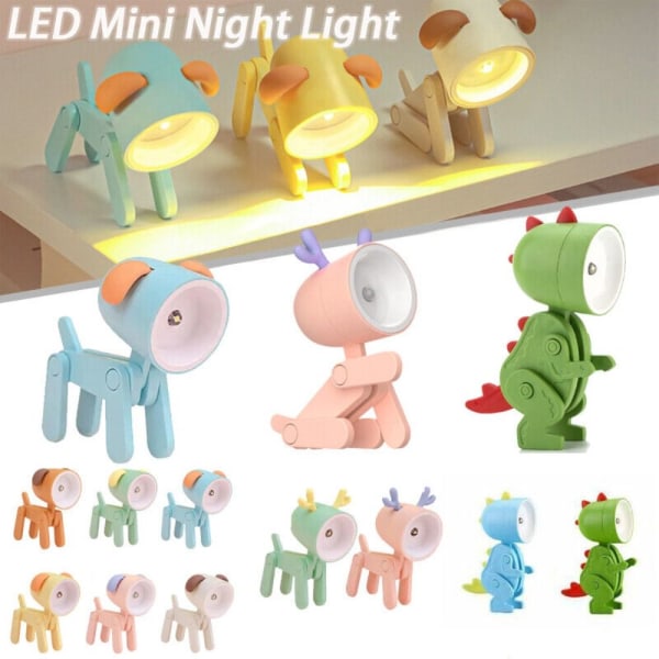 LED Natlys Tegnefilm Skrivebordslampe GUL HVALP HVALP yellow puppy-puppy