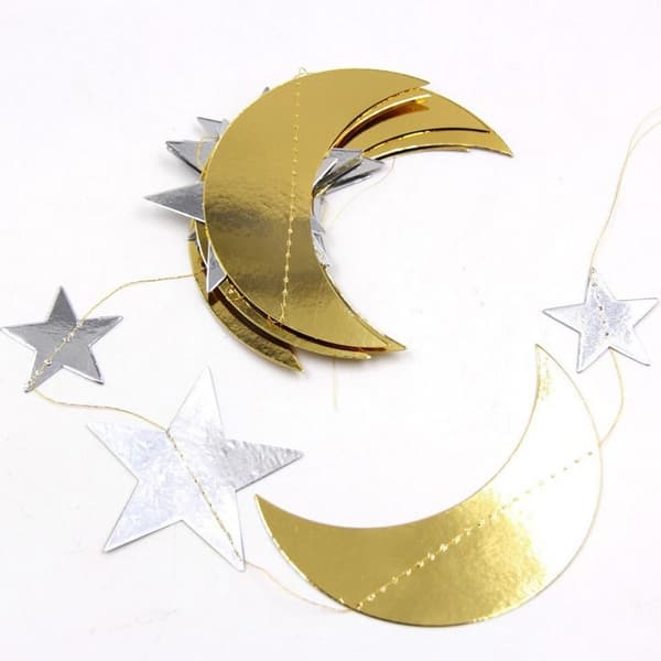 3 Sæt Eid Mubarak Dekoration Ramadan Banner GULD&SØLV 2M