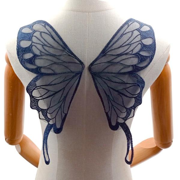 Organza Butterfly Wings Patch 3D Wings Patch BLÅ Blue