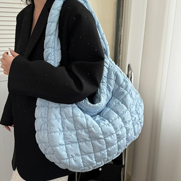 Quiltet mulepose til kvinder Puffer mulepose LILLA Purple