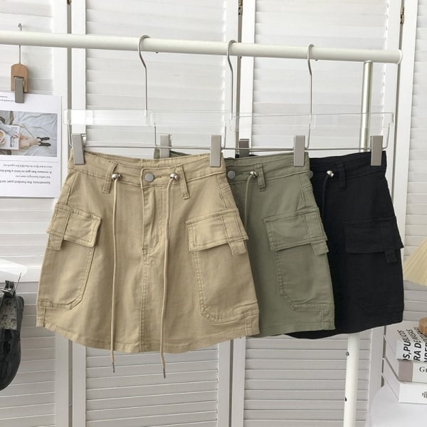 Denimskjørt Miniskjørt KHAKI M Khaki M