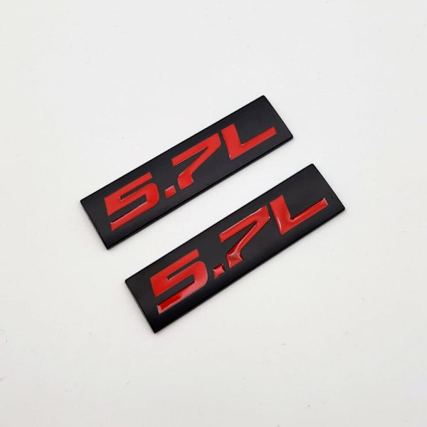2 stk 5,7L logo bilemblem Badge 3D 5,7L Badge Decals Auto Door