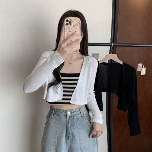 Strikkede cardigan strikoverdele SORT Black