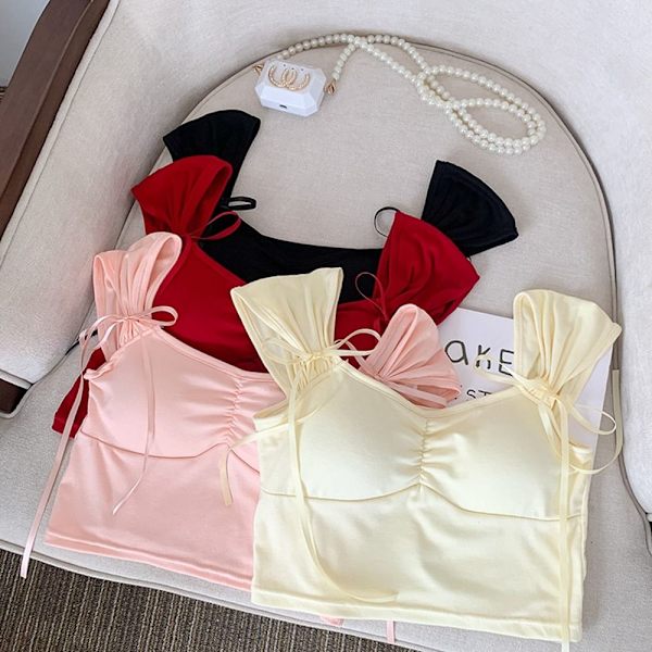 Short Tube Top Fishbone Strap Camisole KELTAINEN yellow