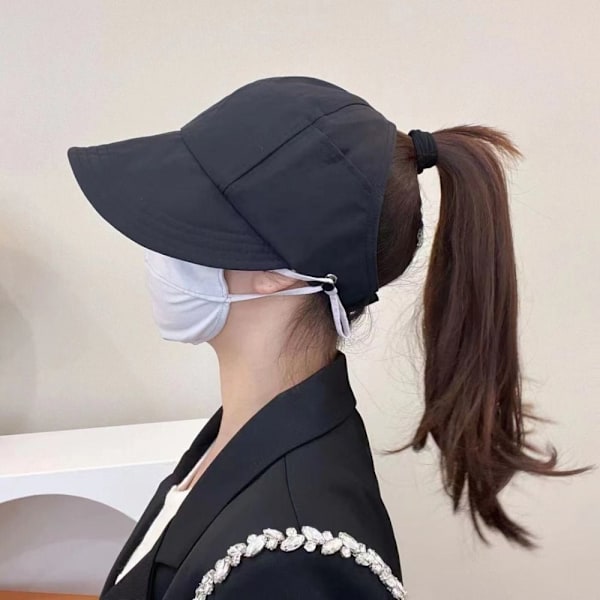Solhat med bred skygge Foldbar fiskehat SORT black