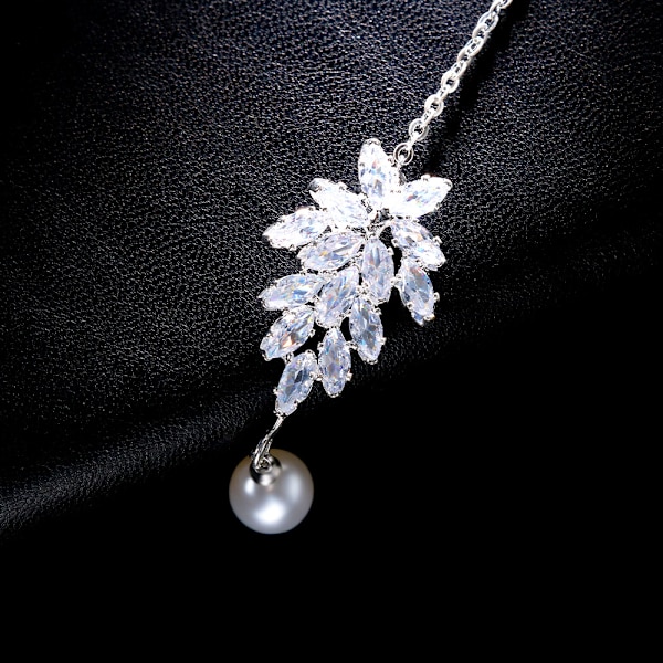 Brudeperle Hårkjede Eksotisk Zircon Hodeplagg SØLV silver