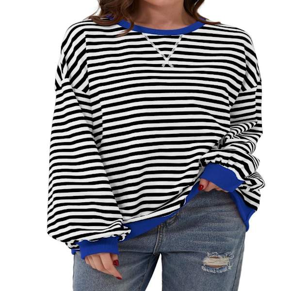Dame oversize sweatshirt langærmet skjorte BLÅ L blue L