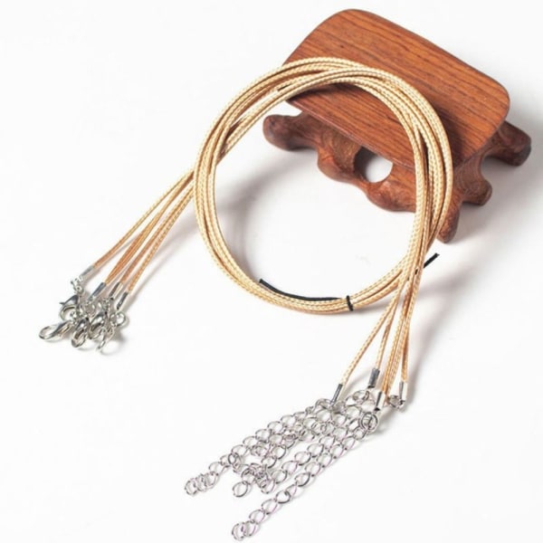 50st Halsband String Rep Läder Vaxad Cord Chain KHAKI Khaki