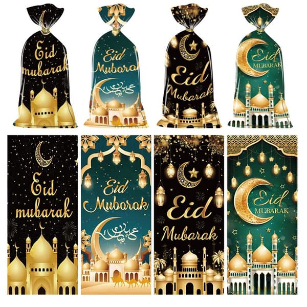 100 stk. Eid Mubarak Slikposer Eid Gavepose Cookies Snack Emballage